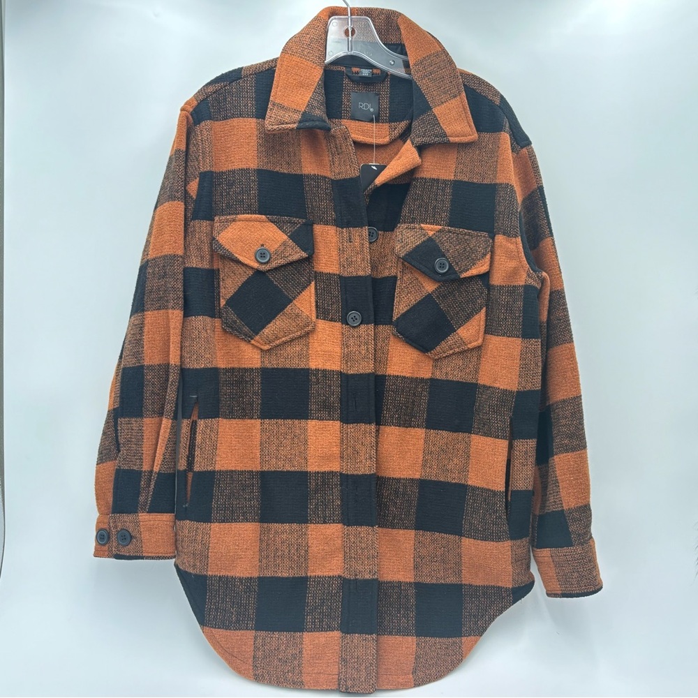 RDI Buffalo Plaid Shirt Jacket In Cognac Plaid (NWT)